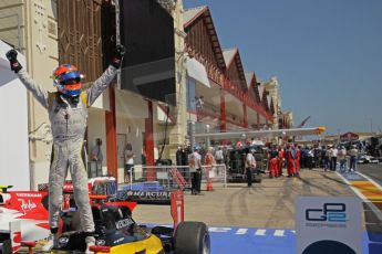 © Octane Photographic Ltd. 2011. European Formula1 GP, Saturday 25th June 2011. GP2 Race 1. Romain Grosjean triumphant after the win in the DAMS car. Digital Ref: 0085CB1D8249