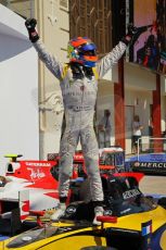 © Octane Photographic Ltd. 2011. European Formula1 GP, Saturday 25th June 2011. GP2 Race 1. Romain Grosjean triumphant after the win in the DAMS car. Digital Ref: 0085CB1D8253