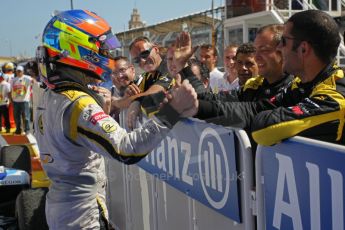 © Octane Photographic Ltd. 2011. European Formula1 GP, Saturday 25th June 2011. GP2 Race 1. Romain Grosjean greeting his DAMS team after his win. Digital Ref:  0085CB1D8297