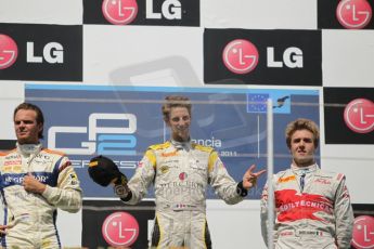 © Octane Photographic Ltd. 2011. European Formula1 GP, Saturday 25th June 2011. GP2 Race 1. Romain Grosjean conducts the crowd during the French National Anthem.Digital Ref:  0085CB1D8362