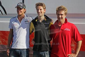 © Octane Photographic Ltd. 2011. European Formula1 GP, Saturday 25th June 2011. GP2 Race 1. Romain Grosjean, Giedo Van der Garde and Davide Valsecchi post conference portrait. Digital Ref: 0085CB1D8458