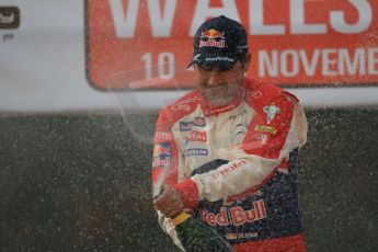 © North One Sport Ltd 2011 / Octane Photographic Ltd 2011. 13th November 2011 Wales Rally GB, Podium. Daniel Elena sprays the Champagne. Digital Ref : 0201cb1d9828