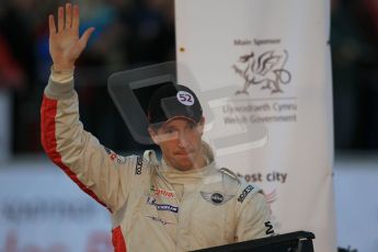 © North One Sport Ltd 2011 / Octane Photographic Ltd 2011. 13th November 2011 Wales Rally GB, Podium. Chris Meeke salutes his fans after a stunning drive in his Mini John Cooper Works. Digital Ref : 0201cb1d9917