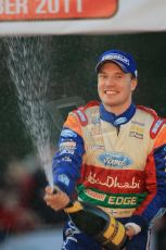 © North One Sport Ltd 2011 / Octane Photographic Ltd 2011. 13th November 2011 Wales Rally GB, Podium. Jari-Matti Latvalla sprays his victory Champagne. Digital Ref :