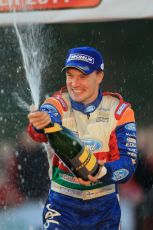 © North One Sport Ltd 2011 / Octane Photographic Ltd 2011. 13th November 2011 Wales Rally GB, Podium. Jari-Matti Latvala sprays his victory Champagne. Digital Ref : 0201cb1d9971