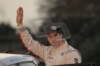 © North One Sport Ltd 2011 / Octane Photographic Ltd 2011. 13th November 2011 Wales Rally GB, Podium. Chris Meeke salutes his fans after a stunning drive in his Mini John Cooper Works. Digital Ref : 0201lw7d0579
