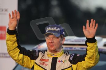 © North One Sport Ltd 2011 / Octane Photographic Ltd 2011. 13th November 2011 Wales Rally GB, Podium. Henning Solberg salutes the crowd. Digital Ref : 0201lw7d0954