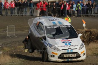 © North One Sport Ltd 2011 / Octane Photographic Ltd 2011. 12th November 2011 Wales Rally GB, WRC SS13 Sweet Lamb. Alistair Fisher and Daniel Barritt in their Ford Fiesta take it on the nose through the famous jumps. Digital Ref : 0199lw7d0217