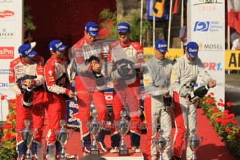 © North One Sport Ltd.2011/Octane Photographic Ltd. WRC Germany – Final Podium - Sunday 21st August 2011. Ready to start spraying - Daniel Elena; Sebastien Loeb; Julian Ingrassia; Sebastien Ogier; Daniel Sordo and Carlos Corral. Digital Ref : 0153CB1D6464