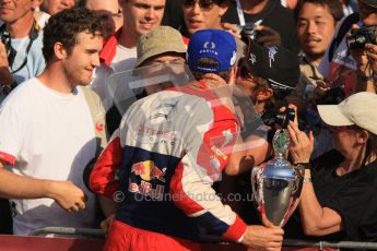 © North One Sport Ltd.2011/Octane Photographic Ltd. WRC Germany – Final Podium - Sunday 21st August 2011. Sebastien Ogier receiving a big kiss from a fan. Digital Ref : 0153CB1D6515