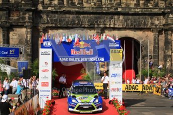 © North One Sport Ltd.2011/Octane Photographic Ltd. WRC Germany – Final Podium - Sunday 21st August 2011. Dennis Kuipers and Frederic Miclotte - Ford Fiesta RS WRC. Digital Ref : 0153CB7D0710