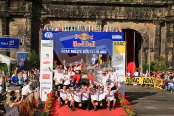 © North One Sport Ltd.2011/Octane Photographic Ltd. WRC Germany – Final Podium - Sunday 21st August 2011. Sebastien Ogier, Julian Ingrassia and Citoren team - Citroen DS3 WRC. Digital Ref : 0153CB7D0790