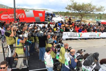 © Grize Motorsport 2011. WRC Portugal. Media scrum. Digital Ref : 0048cam18398