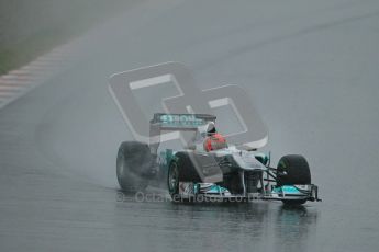 World © Octane Photographic 2011. Formula 1 testing Saturday 12th March 2011 Circuit de Catalunya. Mercedes MGP W02 - Michael Shumacher. Digital ref : 0018CB1D4302