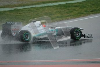 World © Octane Photographic 2011. Formula 1 testing Saturday 12th March 2011 Circuit de Catalunya. Mercedes MGP W02 - Michael Shumacher. Digital ref : 0018CB1D4313