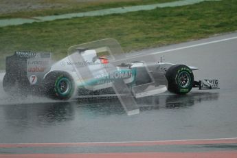 World © Octane Photographic 2011.  Formula 1 testing Saturday 12th March 2011 Circuit de Catalunya. Mercedes MGP W02 - Michael Shumacher. Digital ref : 0018CB1D4313