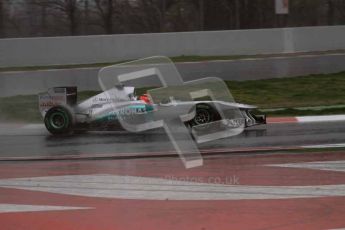 World © Octane Photographic 2011.  Formula 1 testing Saturday 12th March 2011 Circuit de Catalunya. Mercedes MGP W02 - Michael Shumacher. Digital ref : 0018LW7D5794