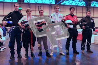 © Octane Photographic Ltd. 2012. Autosport International 2012 Celebrity Karting for the Race To Recovery charity. 12th January 2012. Alex MacDowell, Seb Morris, Paul Rivett and Josh Webster. Digital Ref : 0206cb1d0342