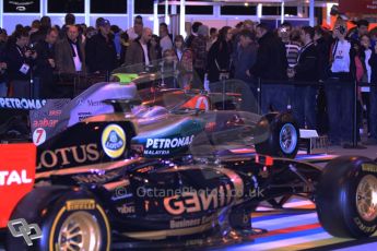© Octane Photographic Ltd. 2012. Autosport International F1 Cars Old and New. The crowds around the Renault and Mercedes show cars on the F1 display. Digital Ref : 0207cb1d0863