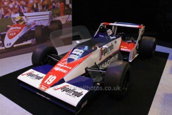 © Octane Photographic Ltd. 2012. Autosport International F1 Cars Old and New. Ex-Ayrton Senna Toleman TG183B in the Senna display, Historic F1. Digital Ref : 0207cb7d0188