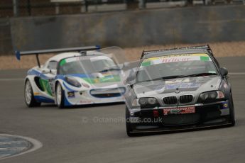 © Octane Photographic Ltd. Britcar MSA British Endurance Championship practice session 21st April 2012. Donington Park.  Kevin Clarke/Wayne Gibson, Intersport Racing, BMW M3 and Ben Bower/Ben Pitch, Motionsport, Lotus Elise. Digital Ref : 0298lw1d0942