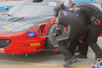 © Octane Photographic Ltd. Britcar MSA British Endurance Championship practice session 21st April 2012. Donington Park. Richard Adams/David Green/Marton Byford, Lotus Evora pitstop. Digital Ref : 0298lw7d6515