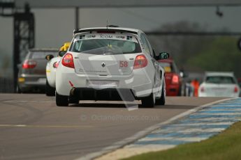 © Octane Photographic Ltd. BritCar Production Cup Championship race. 21st April 2012. Donington Park. Bob Stockley, Mid Life Crisis Racing, Clio. Digital Ref : 0300lw1d1994