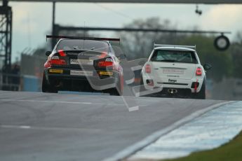 © Octane Photographic Ltd. BritCar Production Cup Championship race. 21st April 2012. Donington Park. Kevin Clarke/Wayne Gibson, Intersport Racing, BMW M3 and Martin Parsons/Chris Knox, Mini Cooper S. Digital Ref : 0300lw1d2087