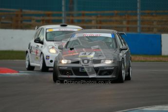 © Octane Photographic Ltd. BritCar Production Cup Championship race. 21st April 2012. Donington Park. Cris hayes/Andy Thompson, Seat Leon Cupra. Digital Ref : 0300lw1d2294