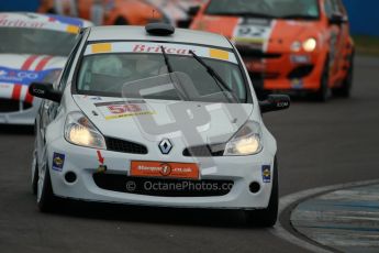 © Octane Photographic Ltd. BritCar Production Cup Championship race. 21st April 2012. Donington Park. Bob Stockley, Mid Life Crisis Racing, Clio. Digital Ref : 0300lw1d2390