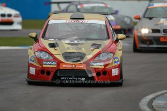 © Octane Photographic Ltd. BritCar Production Cup Championship race. 21st April 2012. Donington Park. Bernard and Stefan Hogarth, Seat Leon Supercopa. Digital Ref : 0300lw1d2433