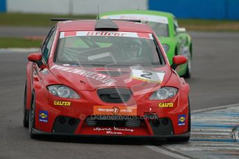 © Octane Photographic Ltd. BritCar Production Cup Championship race. 21st April 2012. Donington Park. David and Rex Nye, Seat Leon Supercopa. Digital Ref : 0300lw1d2472