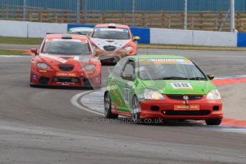 © Octane Photographic Ltd. BritCar Production Cup Championship race. 21st April 2012. Donington Park. Edward and Harry Cockhill, HE Racing, Civic Type R and David and Rex Nye, Seat Leon Supercopa. Digital Ref : 0300lw7d7466