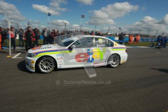 © Octane Photographic Ltd. BTCC - Round Two - Donington Park - Race 1. Sunday 15th April 2012. Nick Foster arrives on the gird. Digital ref : 0295lw1d7684