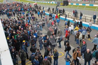 © Octane Photographic Ltd. BTCC - Round Two - Donington Park - Race 1. Sunday 15th April 2012. The post race crowds gather in the pitlane. Digital ref : 0295lw1d8014