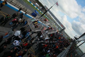 © Octane Photographic Ltd. BTCC - Round Two - Donington Park - Race 1. Sunday 15th April 2012. The post race crowds gather in the pitlane. Digital ref : 0295lw1d8023