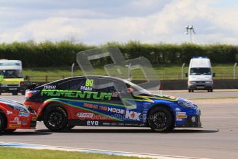© Octane Photographic Ltd. BTCC - Round Two - Donington Park - Race 1. Sunday 15th April 2012. Mat Jackson gets his nose inside Jason Plato through the Esses. Digital ref : 0295lw7d3563