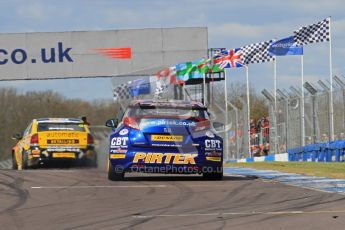 © Octane Photographic Ltd. BTCC - Round Two - Donington Park - Race 1. Sunday 15th April 2012. Andrew Jordan's Honda Civic races through the heat haze left by Dave Newsham's Vauxhall Vectra. Digital ref : 0295lw7d3631
