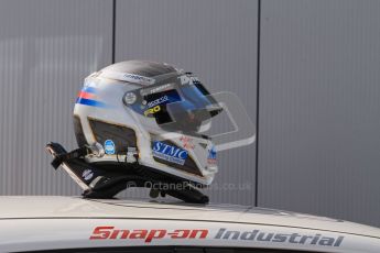 © Octane Photographic Ltd. BTCC - Round Two - Donington Park - Race 1. Sunday 15th April 2012. MAtt Neal's helmet. Digital ref : 0295lw7d4106