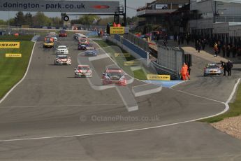 © Octane Photographic Ltd. BTCC - Round Two - Donington Park - Race 2. Sunday 15th April 2012. The formation lap gets underway for race 2. Digital ref : 0296lw7d4293