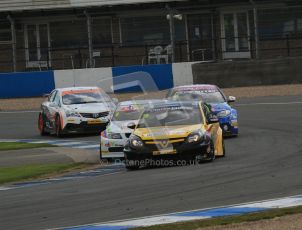 © Octane Photographic Ltd. BTCC - Round Two - Donington Park - Race 2. Sunday 15th April 2012. Chris James' Vauxhall Vectra under intense pressure from the BMW 320si of Rob Collard. Digital ref : 0296lw7d4735