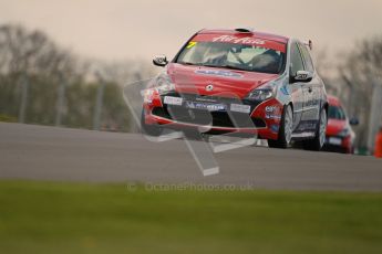 © Octane Photographic Ltd. BTCC - Round Two - Donington Park. AirAsia Renault UK Clio Cup Championship practice. Saturday 14th April 2012. Vic Covey, Scuderia Vittoria. Digital ref : 0292lw1d6554