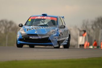 © Octane Photographic Ltd. BTCC - Round Two - Donington Park. AirAsia Renault UK Clio Cup Championship practice. Saturday 14th April 2012. Adam Bonham, Team Pyro. Digital ref : 0292lw1d6657
