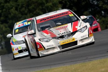 © Octane Photographic Ltd./Chris Enion. British Touring Car Championship – Round 6, Snetterton, Sunday 12th August 2012. Race 1. Gordon Shedden - Honda Yuasa Racing Team, Honda Civic and Nick Foster - eBay Motors, BMW 320si E90. Digital Ref : 0455ce1d0074