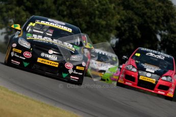 © Octane Photographic Ltd./Chris Enion. British Touring Car Championship – Round 6, Snetterton, Sunday 12th August 2012. Race 1. Tony Gilham	 - Team HARD, Honda Civic and Ollie Jackson - AmD Tuning.com, VW Golf MK5. Digital Ref : 0455ce1d0077