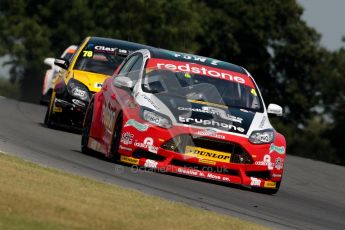 © Octane Photographic Ltd./Chris Enion. British Touring Car Championship – Round 6, Snetterton, Sunday 12th August 2012. Race 1. Mat Jackson - Redstone Racing, Ford Focus and Chris James - Team ES Racing.com, Vauxhall Vectra. Digital Ref : 0455ce1d0083