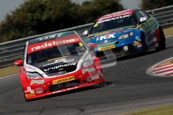 © Octane Photographic Ltd./Chris Enion. British Touring Car Championship – Round 6, Snetterton, Sunday 12th August 2012. Race 1. Aron Smith - Redstone Racing, Ford Focus and Andy Neate - MG KX Momentum Racing, MG6. Digital Ref : 0455ce1d0161