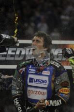 © Carl Jones/Octane Photographic Ltd. FIM FOGO British Speedway GP, Millennium Stadium, Cardiff, Saturday 25th August 2012. Chris Holder gets his champagne shower. Digital Ref : 0480cj7d0304