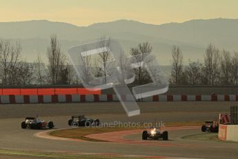 © 2012 Octane Photographic Ltd. Barcelona Winter Test 1 Day 2 - Wednesday 21st February 2012. Atmosphere - A rare moment during testing with four cars grouped up together on track. Digital Ref : 0227lw7d6010