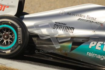 © 2012 Octane Photographic Ltd. Barcelona Winter Test 1 Day 3 - Thursday 23rd February 2012. Mercedes W03 - Michael Schumacher - exhaust detail. Digital Ref : 0228cb1d9608